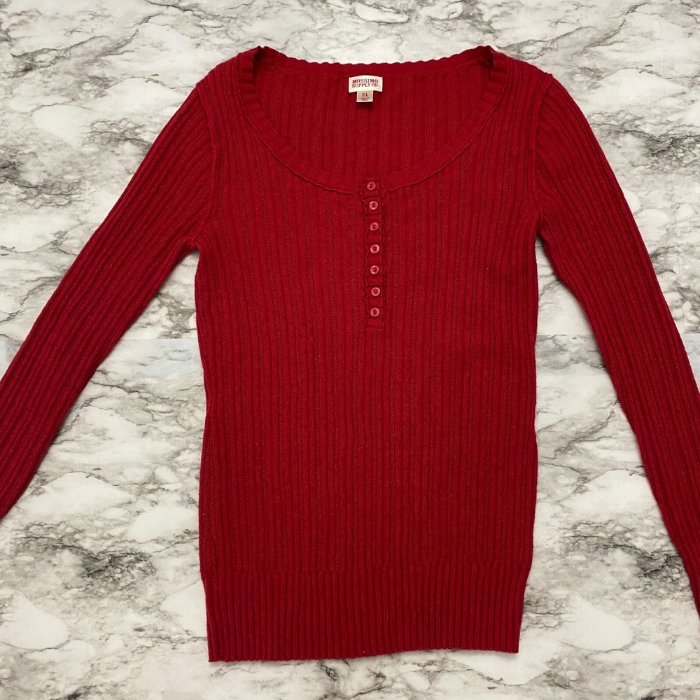 MOSSIMO SUPPLY CO Womens Sweatshirt Size L Red Long Sleeve Pullover Knit - Picture 3 of 9